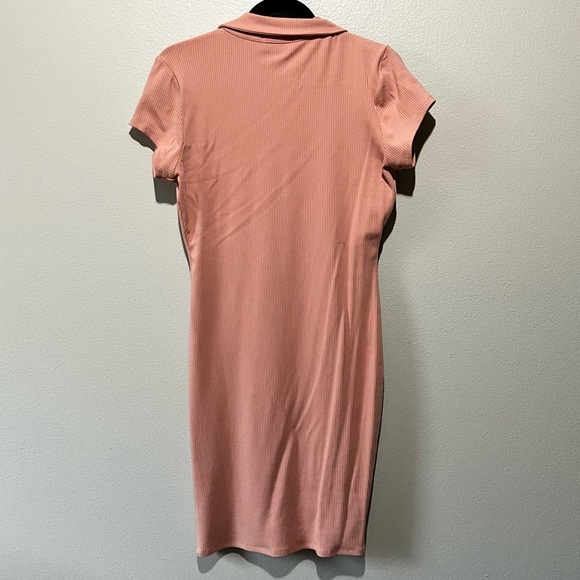 GUESS NWT Pink Coral Collared Short Sleeve Zip-Up Dress Size XL - Picture 2 of 4